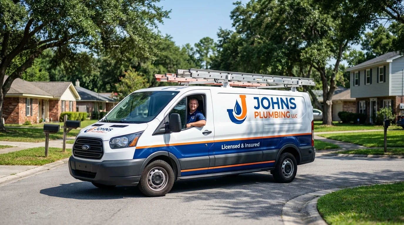 Johns Plumbing LLC service van in Potomac, MD