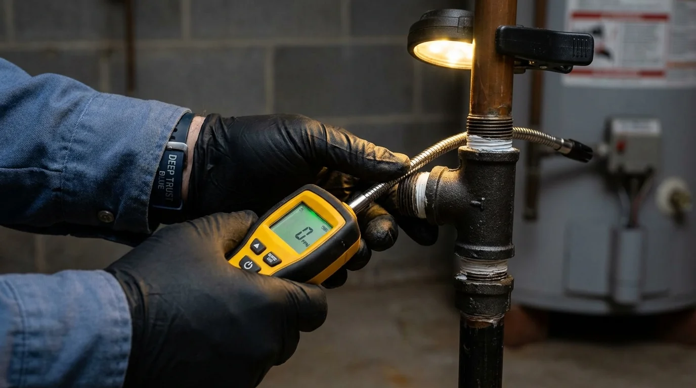 Gas leak detection with electronic sniffer by Johns Plumbing LLC in Potomac