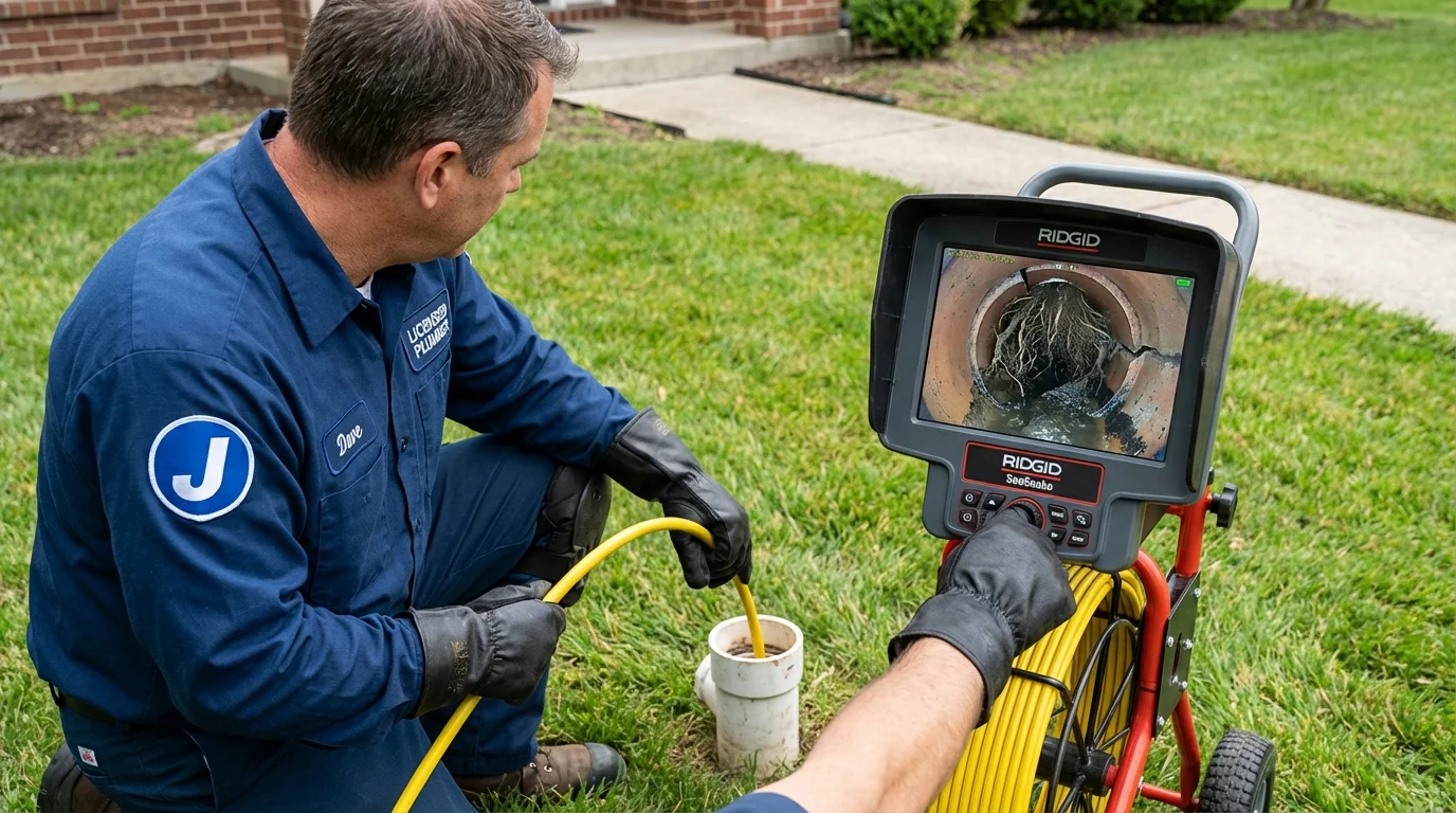 Sewer camera inspection being performed by Johns Plumbing LLC in Potomac